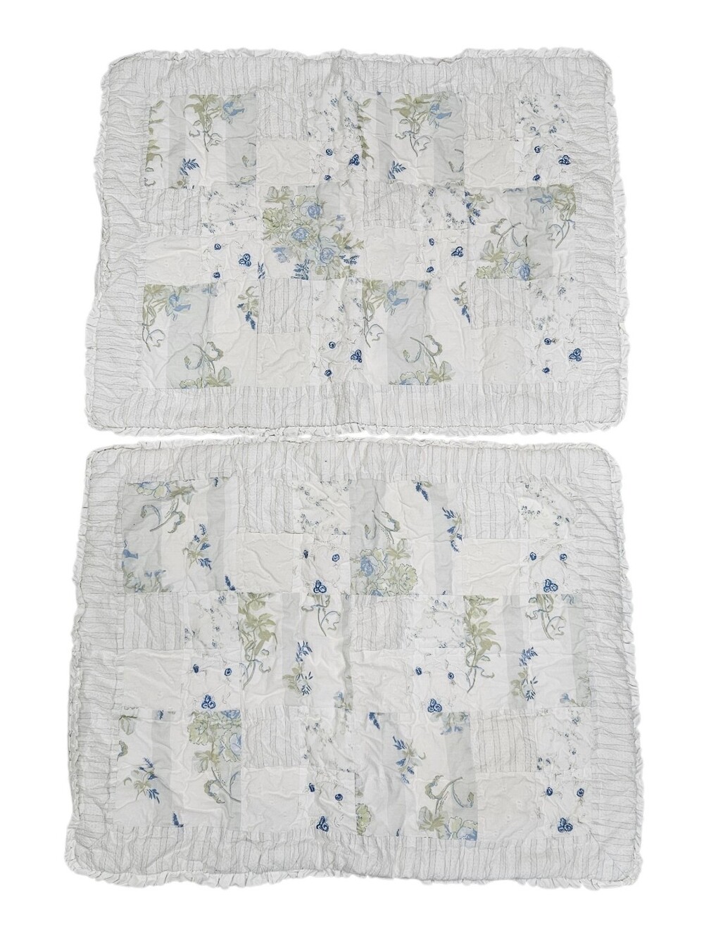 Simply Shabby Chic British Rose Blue Floral Patchwork Quilted STD Pillow Shams 2 - Picture 2 of 15